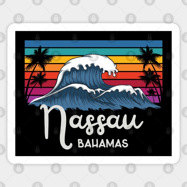 Bahamas Nassau City Vintage Wave Art Sticker by USProudness